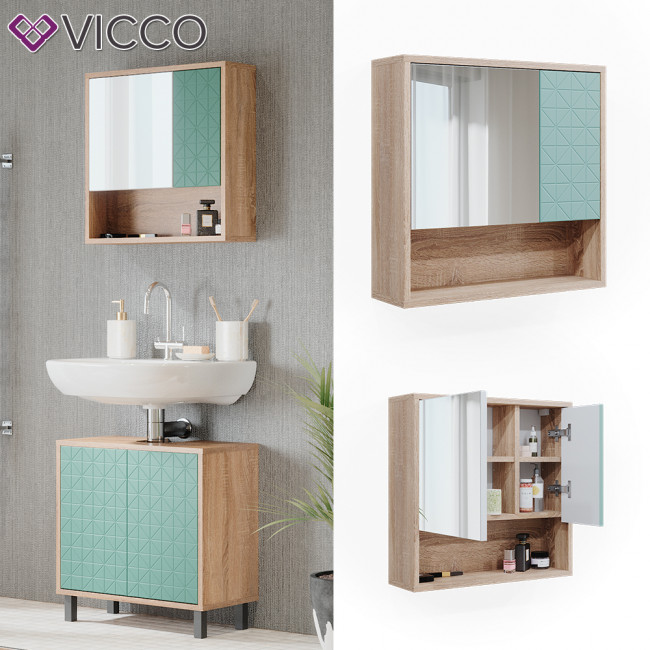 Ablage Badschrank Agasta Badezimmer Vicco mit sonoma aus Holz Spiegelschrank für