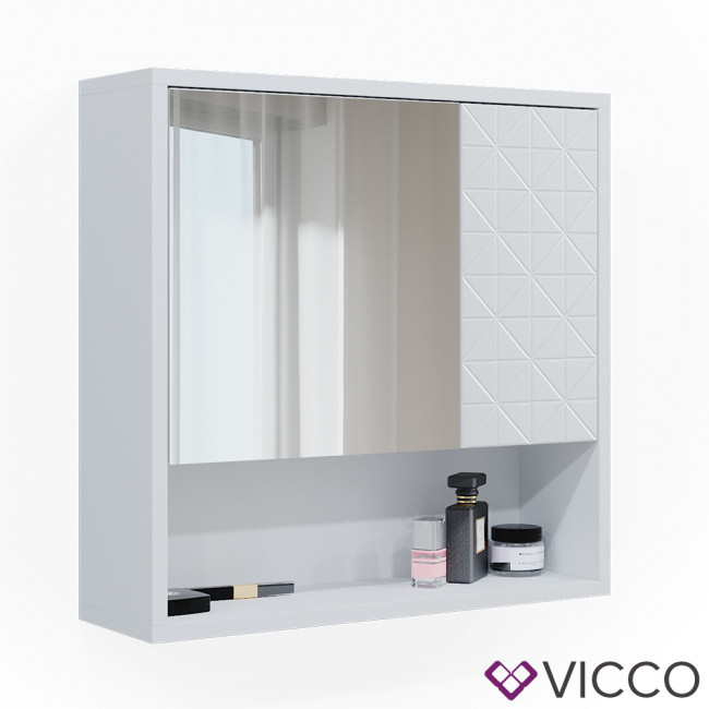 Vicco Spiegelschrank für Badezimmer Agasta weiß, Badschrank mit Ablage aus  Holz